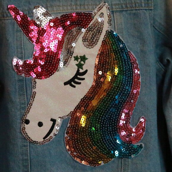 Lola + the Boys Rainbow Unicorn Denim Jacket - Picture 4 of 5